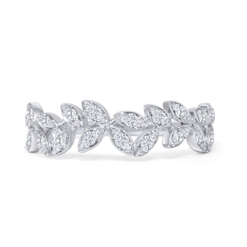Leaves Branch Diamond Wedding Band